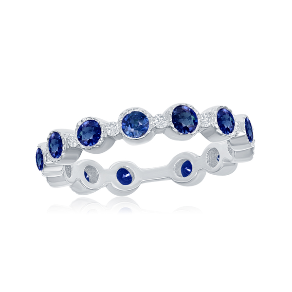 Blue Sapphire & Diamond Alternating Band Peter & Co. Jewelers Avon Lake, OH