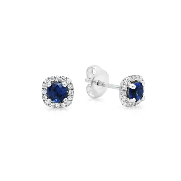 Fana Sapphire Diamond Halo Stud Earrings Peter & Co. Jewelers Avon Lake, OH