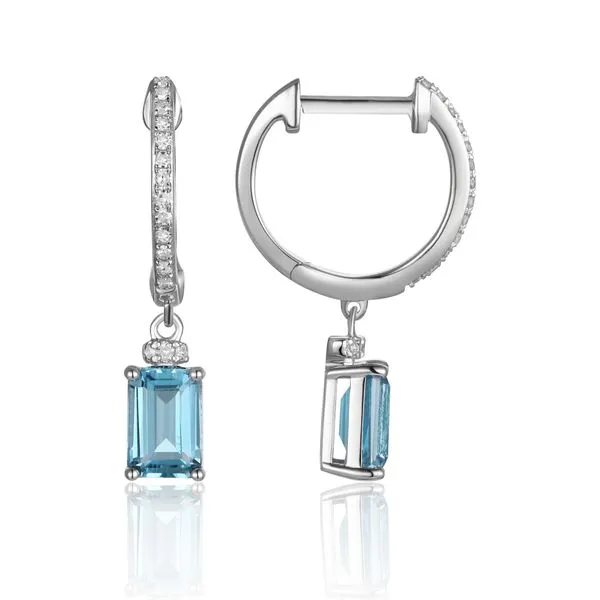 Blue Topaz & Diamond Huggie Hoops Peter & Co. Jewelers Avon Lake, OH