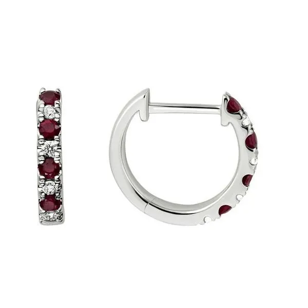 Ruby & Diamond Alternating Huggie Hoops Peter & Co. Jewelers Avon Lake, OH