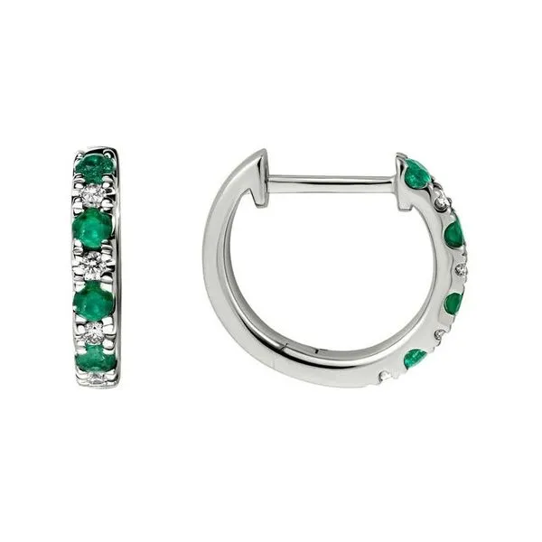Emerald & Diamond Alternating Huggie Hoops Peter & Co. Jewelers Avon Lake, OH
