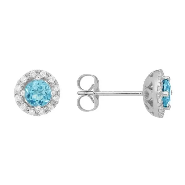Blue Topaz Diamond Halo Stud Earrings Peter & Co. Jewelers Avon Lake, OH