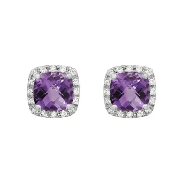 Amethyst Diamond Halo Stud Earrings Peter & Co. Jewelers Avon Lake, OH