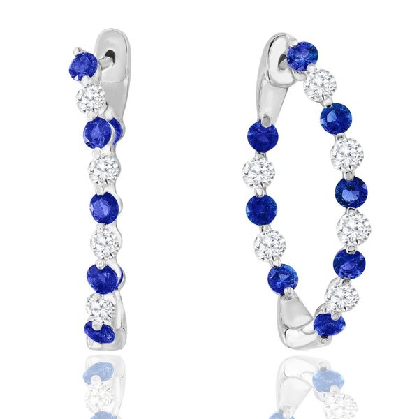 Inside/Out Blue Sapphire & Diamond Hoop Earrings Peter & Co. Jewelers Avon Lake, OH