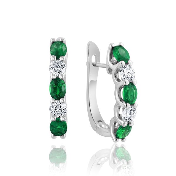 Emerald & Diamond Alternating U-Shape Hoop Earrings Peter & Co. Jewelers Avon Lake, OH