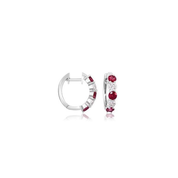 Ruby & Diamond Alternating Huggie Hoop Earrings Peter & Co. Jewelers Avon Lake, OH