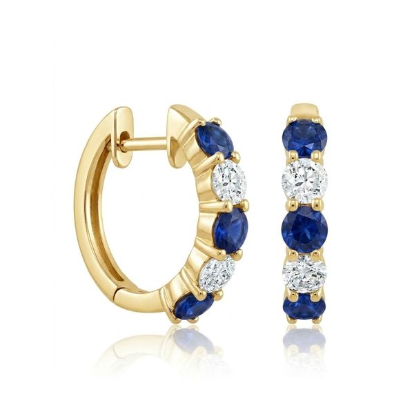 Sapphire & Diamond Alternating Huggie Hoop Earrings Peter & Co. Jewelers Avon Lake, OH