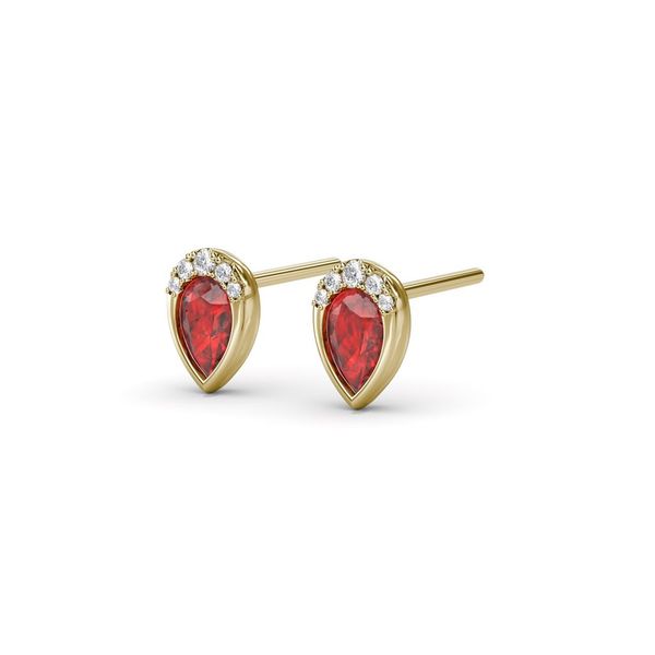Fana Ruby & Diamond Bezel Stud Earrings Image 2 Peter & Co. Jewelers Avon Lake, OH