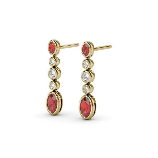 Fana Ruby & Diamond Bezel Dangle Earrings Image 2 Peter & Co. Jewelers Avon Lake, OH