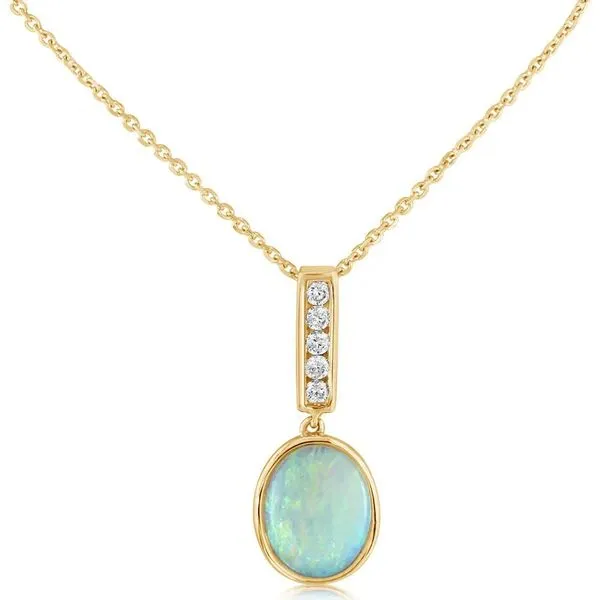 Australian Opal and Diamond Bar Pendant Peter & Co. Jewelers Avon Lake, OH
