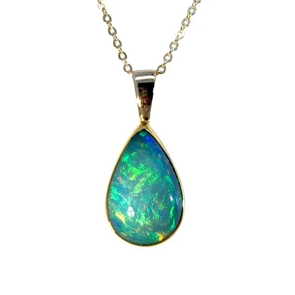 Ethiopian Opal Teardrop Pendant Image 2 Peter & Co. Jewelers Avon Lake, OH