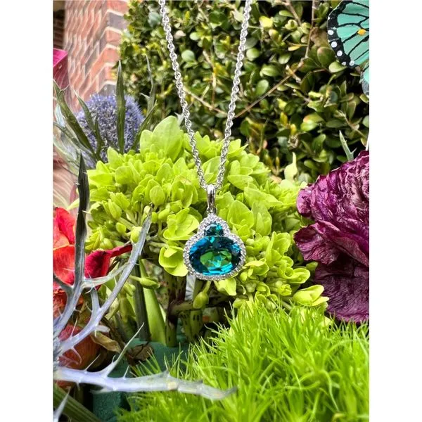 London Blue Topaz & Diamond Necklace Image 3 Peter & Co. Jewelers Avon Lake, OH