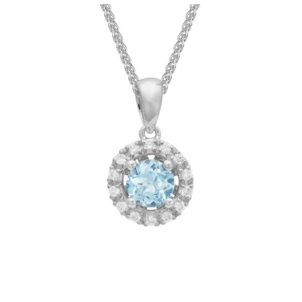 Aquamarine Diamond Halo Necklace Peter & Co. Jewelers Avon Lake, OH