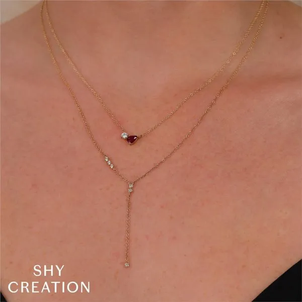 Shy Creation Toi et Moi Diamond & Ruby Pear Necklace Image 2 Peter & Co. Jewelers Avon Lake, OH