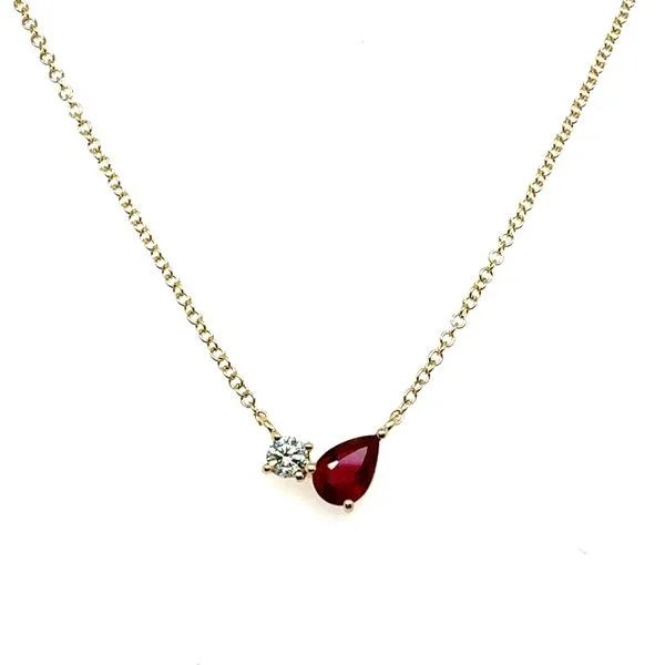 Shy Creation Diamond & Ruby Toi et Moi Necklace Image 2 Peter & Co. Jewelers Avon Lake, OH