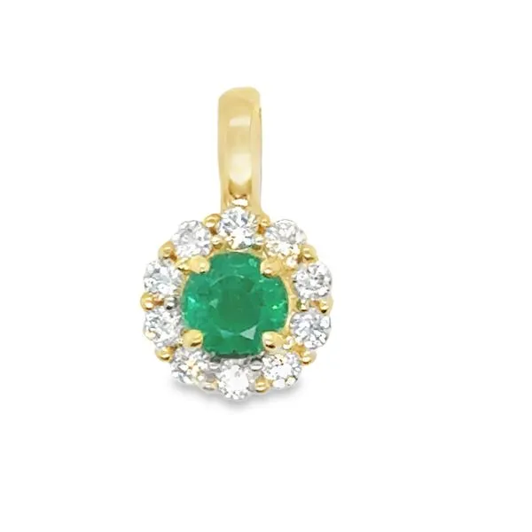 Emerald and Diamond Halo Pendant and Chain Image 2 Peter & Co. Jewelers Avon Lake, OH