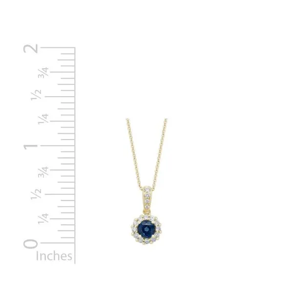 Blue Sapphire & Diamond Halo Pendant Necklace Image 2 Peter & Co. Jewelers Avon Lake, OH
