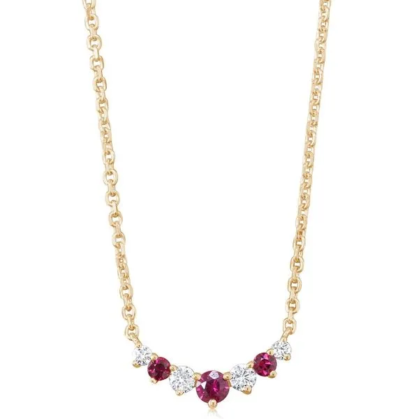 Diamond & Ruby Curved Bar Necklace Peter & Co. Jewelers Avon Lake, OH