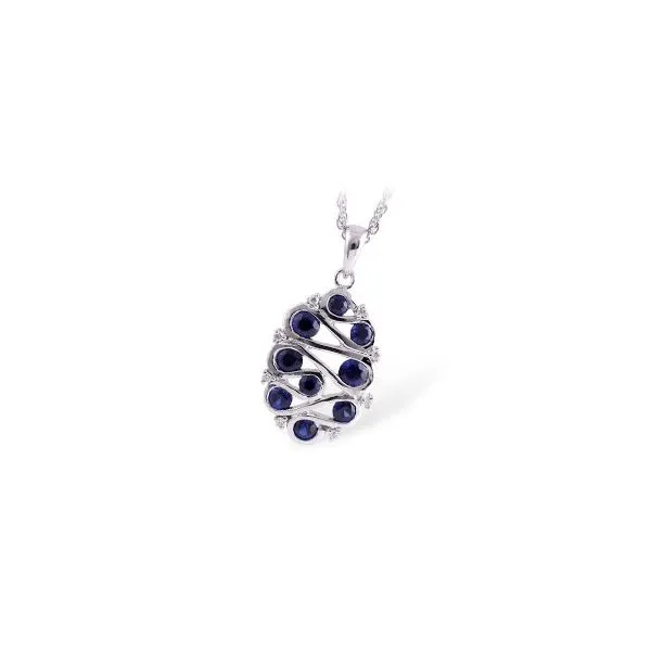 Blue Sapphire & Diamond Ribbon Pendant Peter & Co. Jewelers Avon Lake, OH