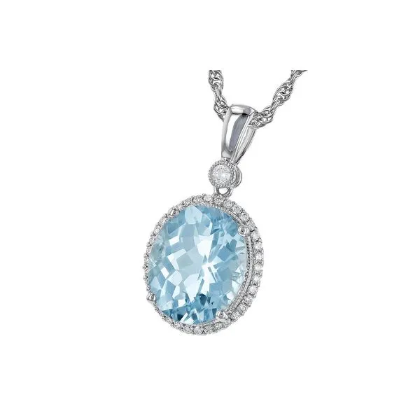 Aquamarine & Diamond Pendant Necklace Image 2 Peter & Co. Jewelers Avon Lake, OH