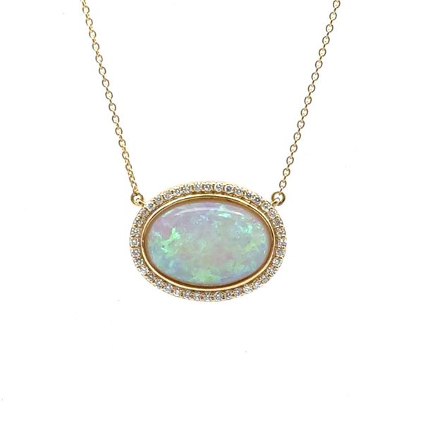 Australian Opal and Diamond Necklace Image 2 Peter & Co. Jewelers Avon Lake, OH