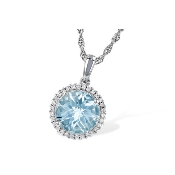 Aquamarine Diamond Halo Necklace Peter & Co. Jewelers Avon Lake, OH
