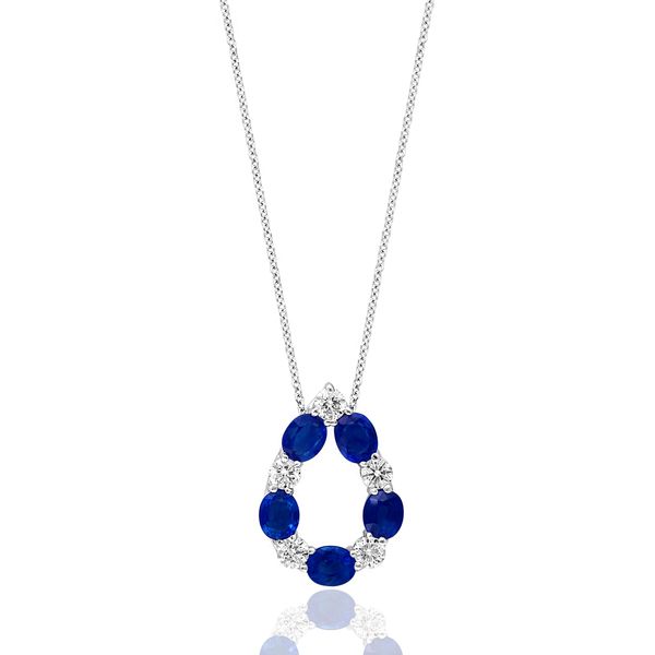 Sapphire & Diamond Open Pear Pendant Necklace Peter & Co. Jewelers Avon Lake, OH