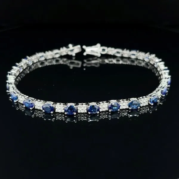 Blue Sapphire Diamond Bracelet Image 4 Peter & Co. Jewelers Avon Lake, OH