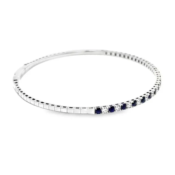 Diamond & Blue Sapphire Flexible Bangle Bracelet Image 3 Peter & Co. Jewelers Avon Lake, OH