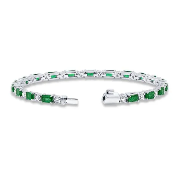 Uneek Precious Collection Emerald Cut Emerald Link Bracelet Image 2 Peter & Co. Jewelers Avon Lake, OH
