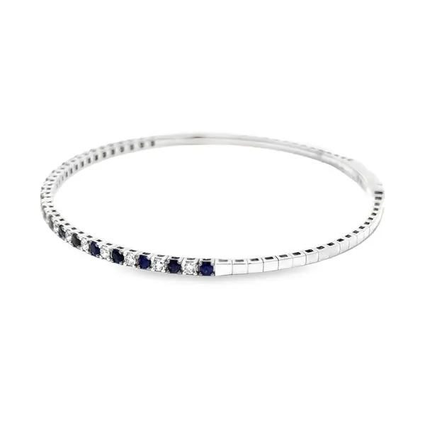 Diamond & Blue Sapphire Flexible Bangle Bracelet Image 3 Peter & Co. Jewelers Avon Lake, OH