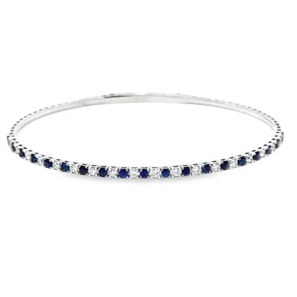 Diamond & Blue Sapphire Flexible Bangle Bracelet Image 4 Peter & Co. Jewelers Avon Lake, OH