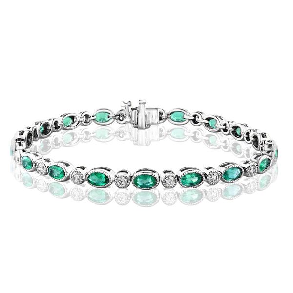 Emerald & Diamond Milgrain Bezel Bracelet Peter & Co. Jewelers Avon Lake, OH