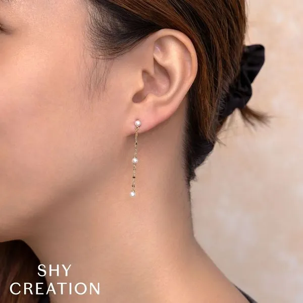 Shy Creation Cultured Pearl Sparkle Chain Earrings Image 2 Peter & Co. Jewelers Avon Lake, OH