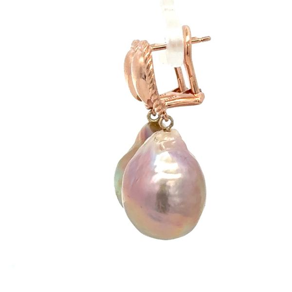 Baroque Pink Freshwater Pearl Drop Earrings Image 2 Peter & Co. Jewelers Avon Lake, OH