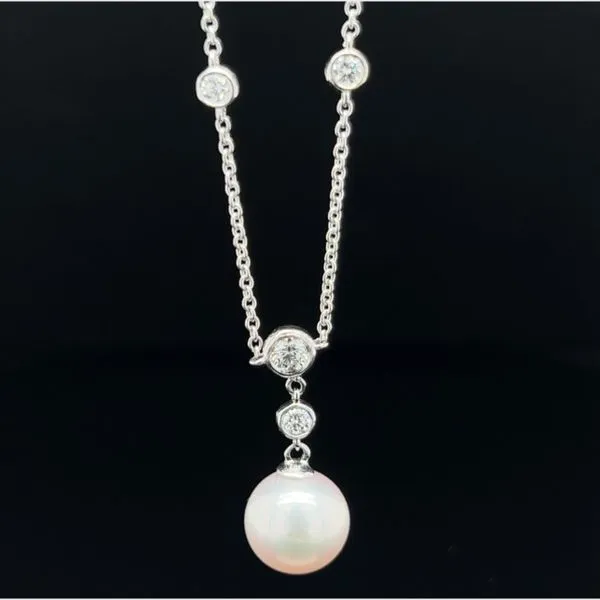 Pearl Diamond Necklace Image 2 Peter & Co. Jewelers Avon Lake, OH