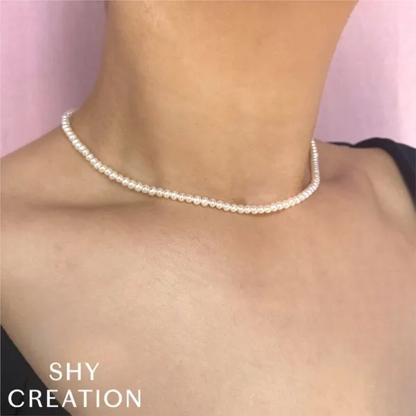 Shy Creation Cultured Pearl Tennis Necklace Image 2 Peter & Co. Jewelers Avon Lake, OH