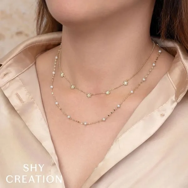 Shy Creation Cultured Pearl Sparkle Chain Necklace Image 2 Peter & Co. Jewelers Avon Lake, OH