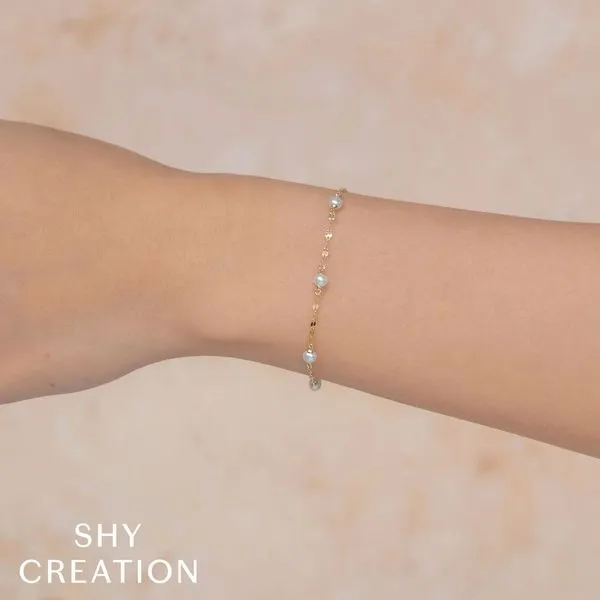 Shy Creation Cultured Pearl Sparkle Chain Bracelet Image 2 Peter & Co. Jewelers Avon Lake, OH