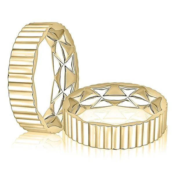 A. Jaffe Yellow Gold Quilted Band Image 2 Peter & Co. Jewelers Avon Lake, OH