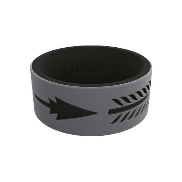 QALO Men's Black Silicone Ring 10