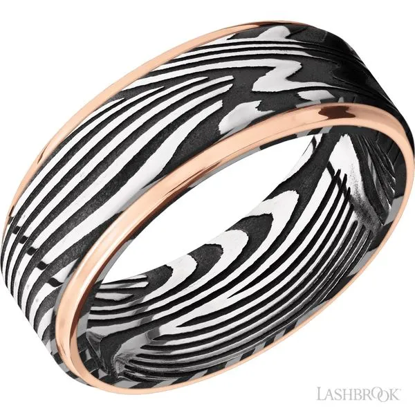 8mm Damascus and Rose Gold Band Peter & Co. Jewelers Avon Lake, OH