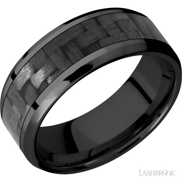 8mm Zirconium And Carbon Fiber Band Peter & Co. Jewelers Avon Lake, OH