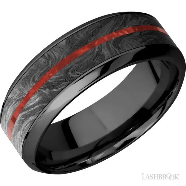 8mm High Beveled Edge Zirconium Band Peter & Co. Jewelers Avon Lake, OH