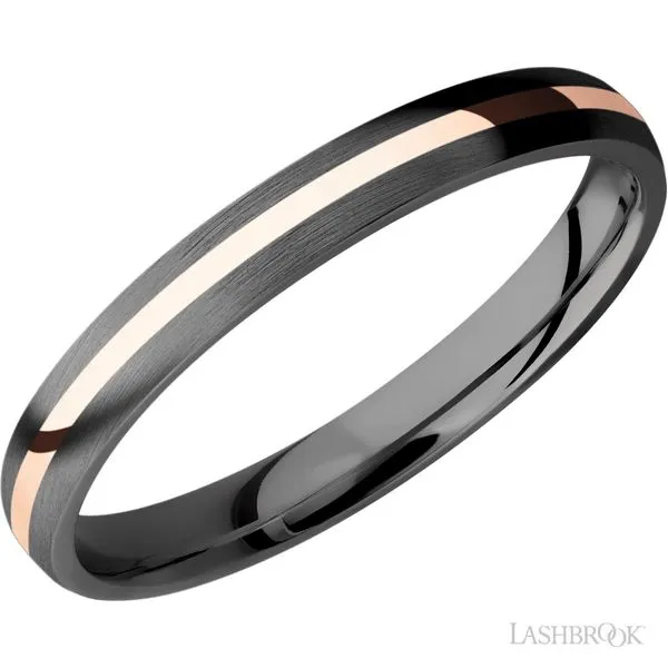 3mm Domed Zirconium Band with Rose Gold Inlay Peter & Co. Jewelers Avon Lake, OH