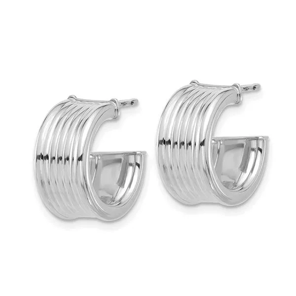 Grooved J-Hoop Earrings Image 2 Peter & Co. Jewelers Avon Lake, OH