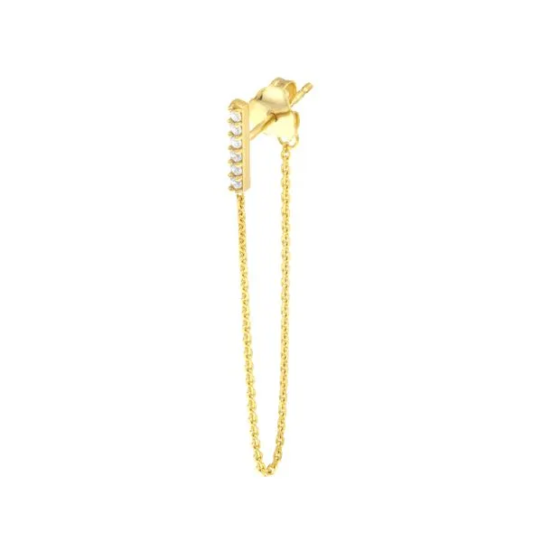Front to Back CZ Staple Bar Earrings Image 2 Peter & Co. Jewelers Avon Lake, OH