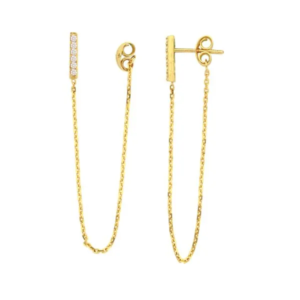 Front to Back CZ Staple Bar Earrings Peter & Co. Jewelers Avon Lake, OH