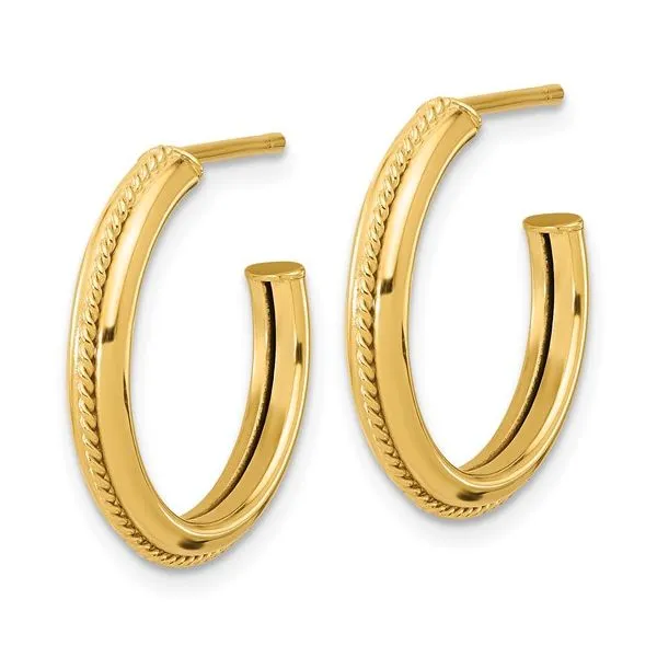 Polished and Textured J-Hoop Earrings Image 2 Peter & Co. Jewelers Avon Lake, OH