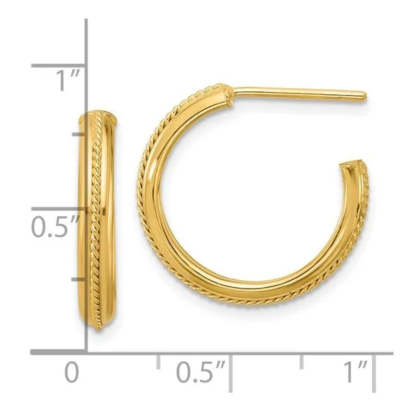 Polished and Textured J-Hoop Earrings Image 3 Peter & Co. Jewelers Avon Lake, OH
